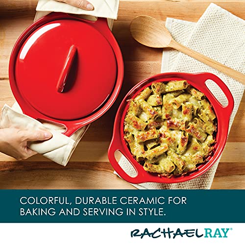 Solid Glaze Ceramics Casserole Bakers (Red)