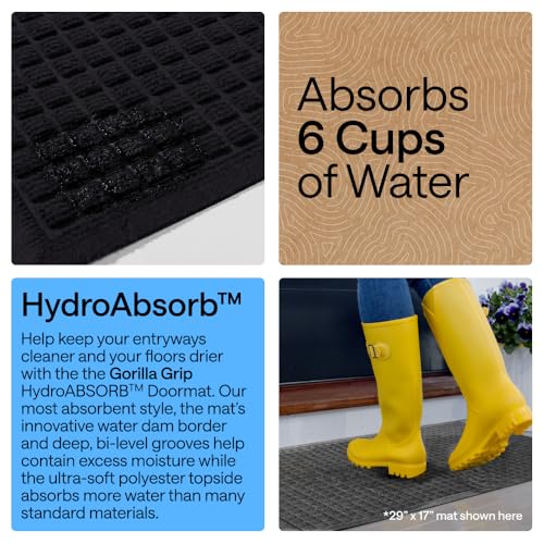 HydroABSORB Door Mat for Indoor Outdoor Use (Black / 47" X 35")