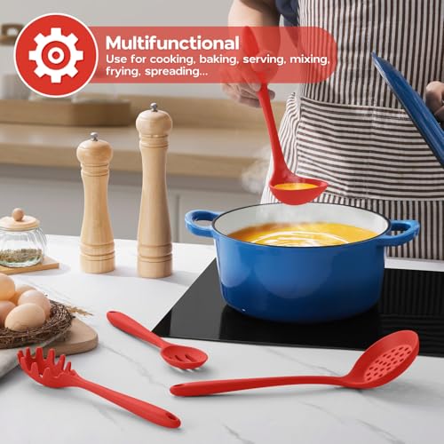 Silicone Cooking Utensils Set (Apple Red)