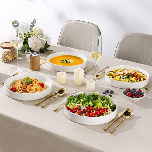 9.25" Ceramic Pasta Bowls Set of 4 (Set of 4 / White)