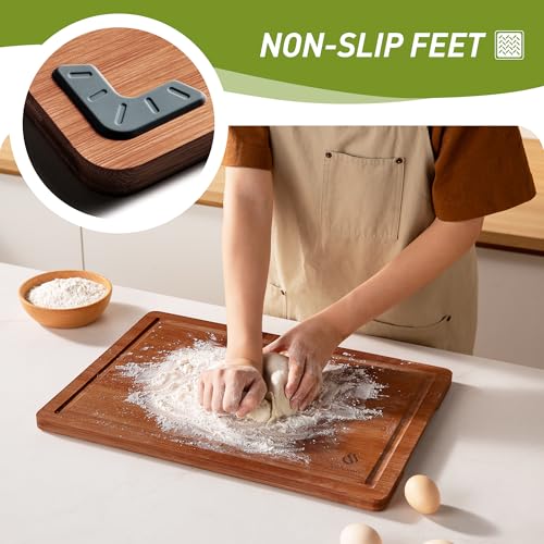 Bamboo Cutting Board Set Non Slip Feet Over Sink Father Day Dad Parents Papa Stepdad Pappy Poppy Pawpaw Who Want Nothing Everything Future Groom Bride Law Christmas Xmas (4-Piece / Brown)