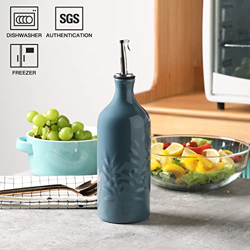 Sweejar Ceramic Olive Oil Dispenser Bottle (Fog Blue / 20 oz, Set of 1)