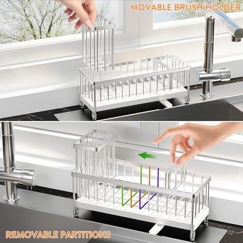Sponge Holder for Kitchen Sink (Silver - 10.62″)