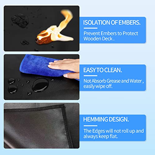 Large 65x40 inch under Grill Mats for Outdoor Grill (40x65 inch double side fireproof)