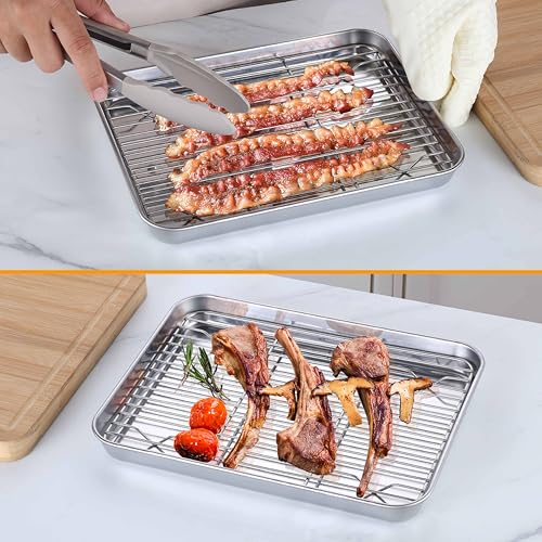 9x7 Inches Mini Stainless Steel Baking Sheet with Wire Cooling Rack
