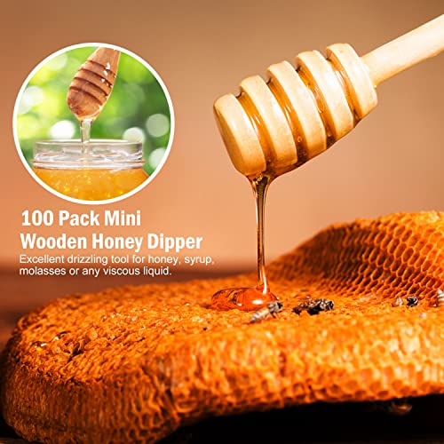 100 PCS Wooden Honey Dipper Sticks