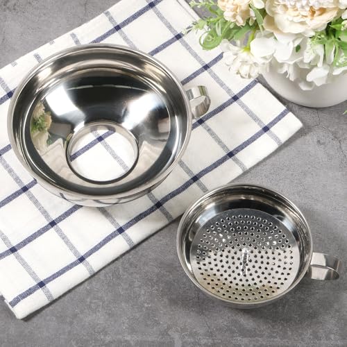 6 Piece Stainless Steel Canning Funnel Set with Strainers (Silver 6pcs)