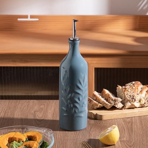 Sweejar Large Ceramic Olive Oil Dispenser Bottle (Fog Blue / 24 oz, Set of 1)