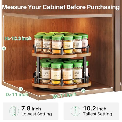 2 Tier Lazy Susan Spice Rack Organizer for Cabinet