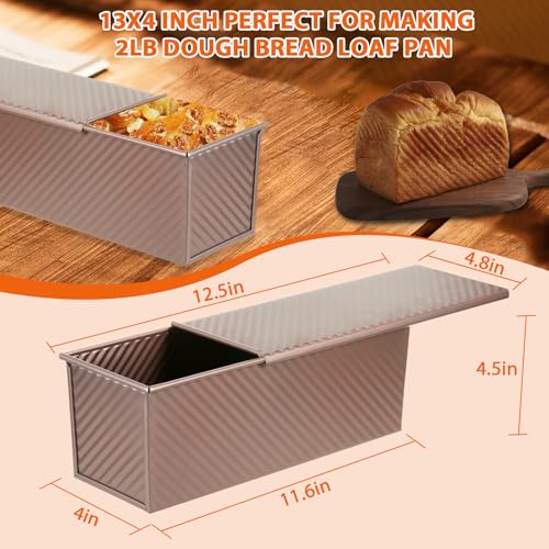 Non Stick Pullman Loaf Pan with Lid 13x4 Inch