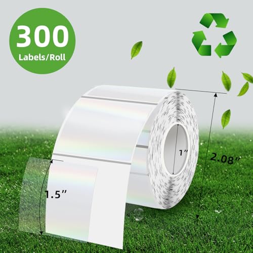 Square Transparent Clear Thermal Labels Stickers (Holographic Transparent / square- 1.5 inch)