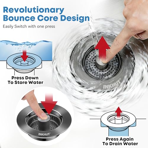 Upgraded 3 in 1 Kitchen Sink Drain Strainer (Dark Grey)