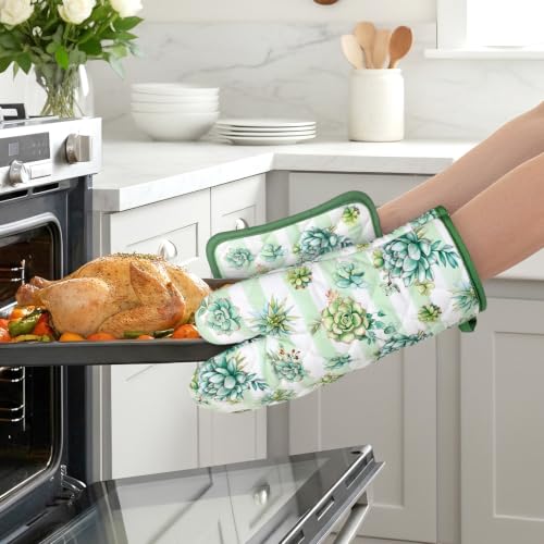 Succulent Oven Mitts and Pot Holders Set (Succulent / Oven Mitt x2 & Pot Holder x2)