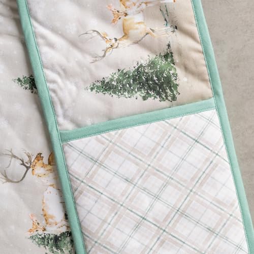 Double Oven Mitts 100% Cotton Double Oven Glove (049 - Deer in the Woods / 7" x 35" (Double Oven Mitt))