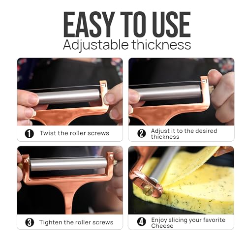 Zulay Adjustable Cheese Slicer (Rose Gold)