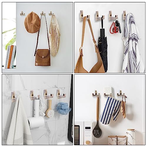 5 Pack Heavy Duty Coat Hook Wall Mount with Screw Retro Double Coat Hook Utility Hook for Coats (Brown)