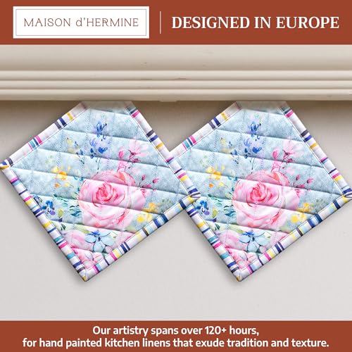 Pot Holders 100% Cotton Potholders (054 - Sweet Rose Lavender - Lush / 8" x 8" (Pot Holder Pack of 2))