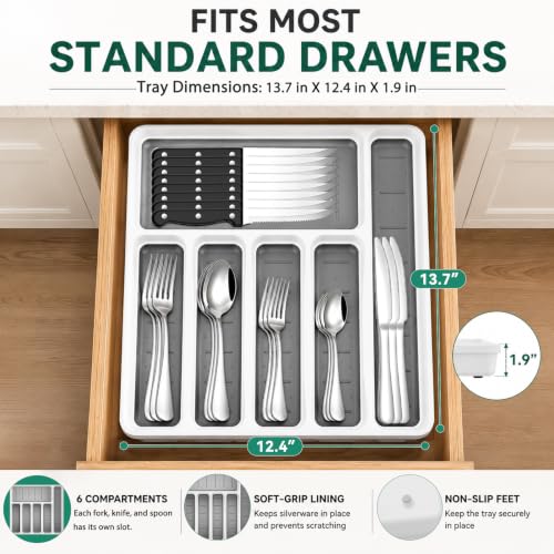 49 Piece Silverware Set with Organizer (Silver)