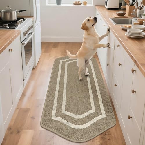 Kitchen Rugs and Mats 24"x59" Non Slip Kitchen Mats for Floor (Beige / 24"x 59 ")