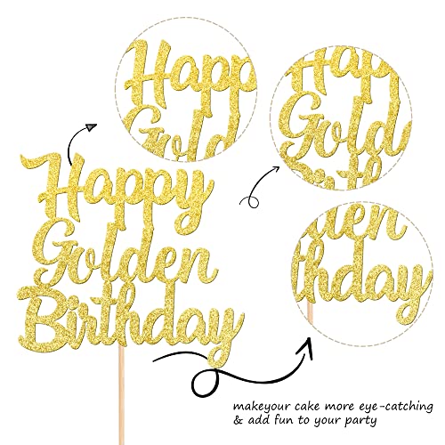 1 PCS Happy Golden Birthday Cake Topper (Golden)