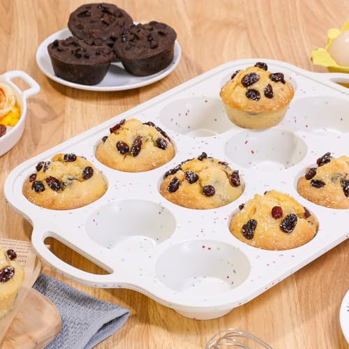 Silicone Muffin Pans for Baking (Creamy Confetti / Regular & Mini)