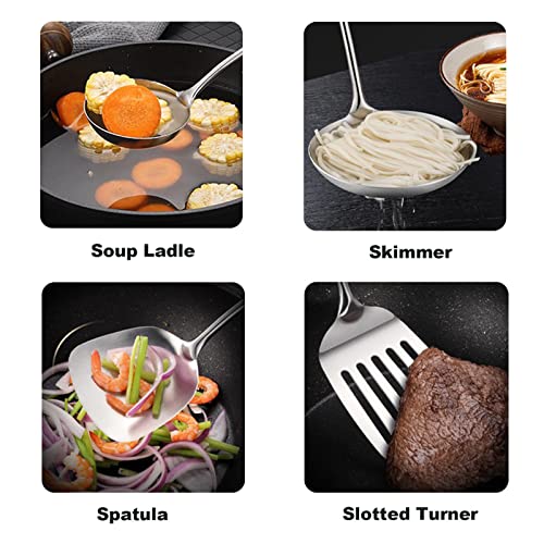 Wok Utensils for Carbon Steel (Natural-4 (17"))