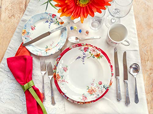 24 Piece Porcelain Dinnerware Set for 6 (24 / Crimson)