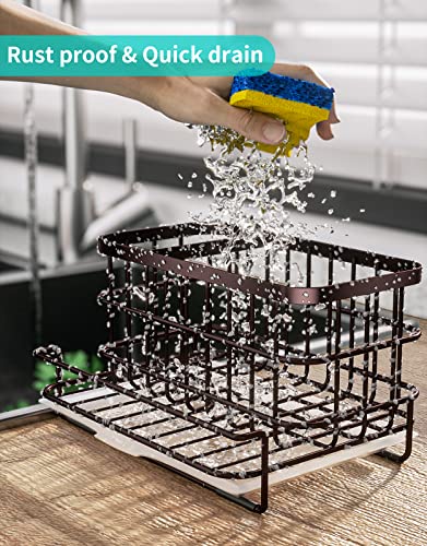 Multifunctional Kitchen Sink Caddy with Removable Drain Tray (Bronze)