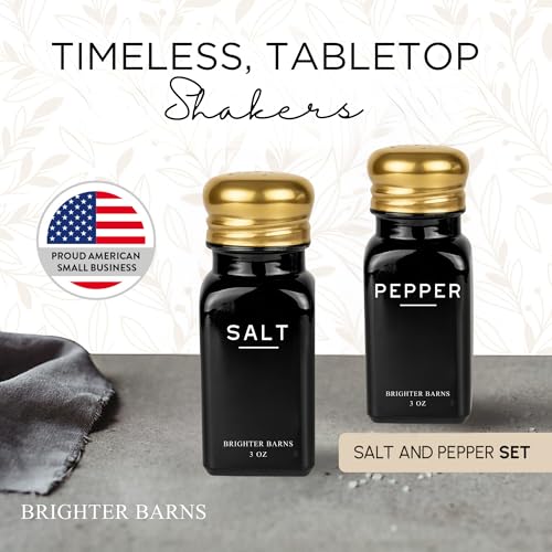 Luxury Salt and Pepper Shakers Set by Brighter Barns (Black/Gold)