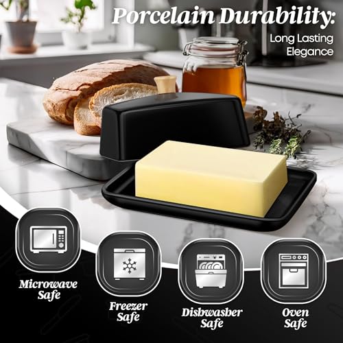 Extra Large Ceramic Butter Dish with Lid (Black / Extra Large)