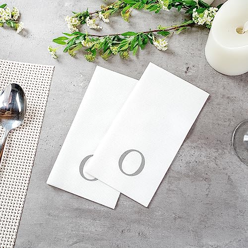 Paper Rectangle Silver Letter O Linen (Silver / 50 Count / O)