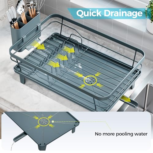 Urakify Dish Drying Rack for Kitchen Counter (Blue)