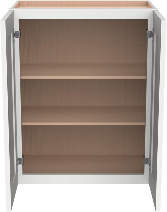 Wall-Mounted Cabinet – Solid Wood Shaker Style Medicine Cabinet with Adjustable Shelves & Soft-Close Doors for Bathroom, Kitchen, and Office Storage (Origami White, 33" W x 12" D x 30" H)