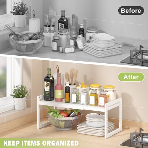 Expandable Cabinet Shelf Organizer Stackable Kitchen Counter Shelf