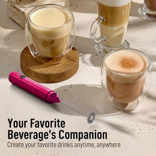 Zulay Froth N Go Milk Frother (Dragon Fruit Pink / Rechargeable Frother)