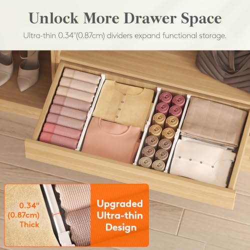 3.2" High Drawer Dividers for Clothes (3.2"H, 10.5-16.5"L)