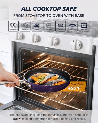 Essential Series 5PC Ceramic Cookware Set PFAS (Eggplant)