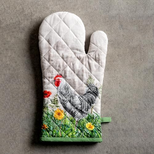 Maison d'Hermine Oven Gloves 100% Cotton Oven Mitt (018 - Basse Cour / 7.5" x 13" (Oven Mitt))