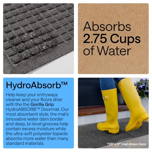 HydroABSORB Door Mat for Indoor Outdoor (Charcoal / 72" X 24")