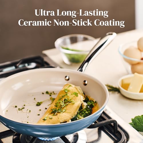 Non Stick Ceramic Frying Pan Set (Blue / 8+9.5+11 inch)