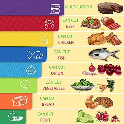 Flexible Plastic Cutting Board Mats Set of 5 (Rainbow)