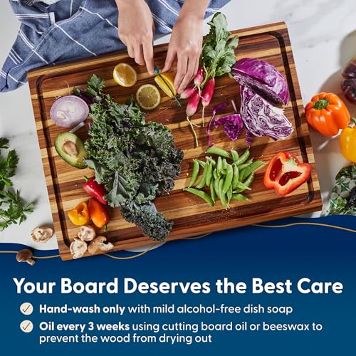 Highland Teak Wood Extra Large Cutting Board 23x17x1.5" (Highland | Teak | Edge Grain)