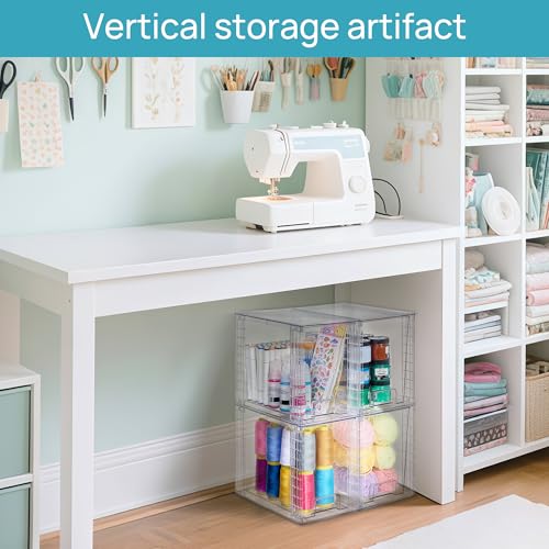 4 Pack Clear Stackable Storage Drawers (4Pack 9.7"H)
