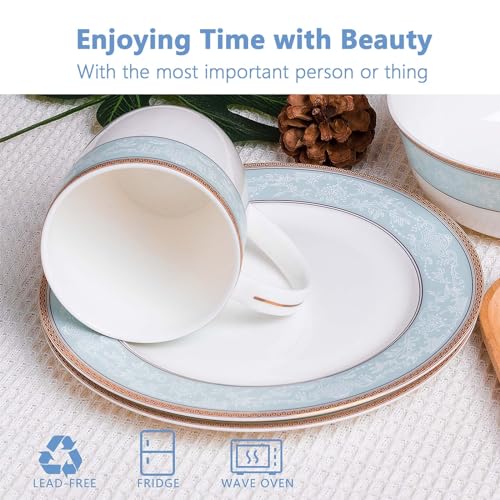 Fine Bone China Dinnerware Set (blue-green)