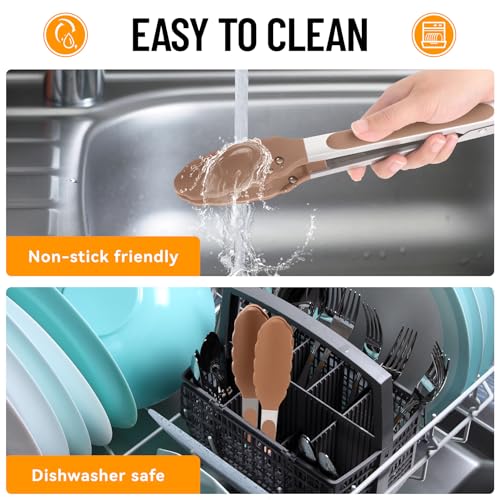Silicone Kitchen Tongs for Cooking (Neutral Color)