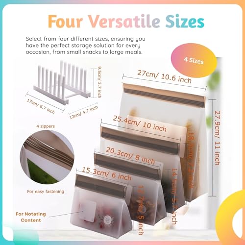 Reusable Food Storage Bags (6 Pack of 6 Gallon Bags (Grey))