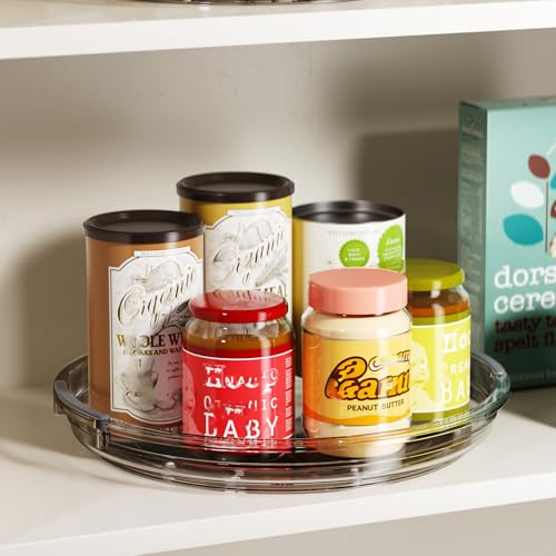 2 Pack Lazy Susan Turntable Organizer for Cabinet (Gray / 2 Pack 10.6in+9.25in)