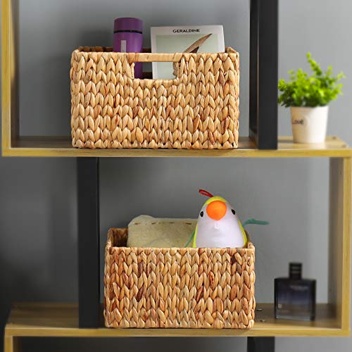 Water Hyacinth Storage Baskets for Organizing (13 x 13 x 7.5 inches / Natural (Water Hyacinth))