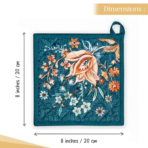 Pot Holders 100% Cotton Potholders (048 - Luxury Loft - Dark Teal / 8" x 8" (Pot Holder Pack of 1))