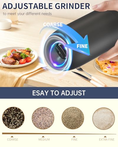 Gravity Electric Salt and Pepper Grinder Set (Battery / Black Plus)